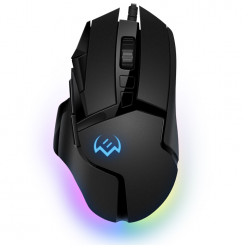 SVEN RX-G975 Gaming, Optical Mouse, 200-10000 dpi, 9+1 buttons (scroll wheel),  DPI switching modes, Two navigation buttons (Forward and Back), RGB backlight, Soft Touch coating, USB, 1.8m, Black